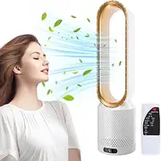 Tower Fan, Bladeless Tower Fan for Bedroom Quiet Cooling Fan with 90° Oscillating, Bladeless Fan with Touch Screen Remote Control for Baby Room Living Room Bedroom (Tower fan-Gold)