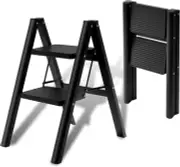 2 Step Ladder, Foldable 2 Step Stool for Adults, 2 Step Ladder Folding Step Stoo