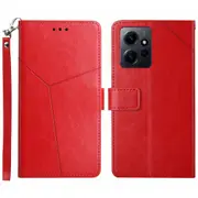 For Xiaomi Redmi Note 12 4G Imprinted Y-shaped Line Phone Cover Stand Wallet Leather Cell Phone Case