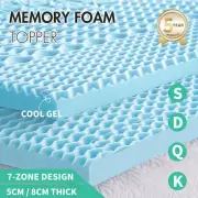 Memory Foam Mattress Topper COOL GEL Single Double Queen King Bed 5/8CM 7-Zone
