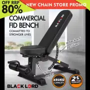 BLACK LORD Commercial Weight Bench FID Bench Flat Incline Decline Press Gym