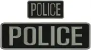 POLICE embroidery patches 3x10 and 2x4" hook letters + border gray