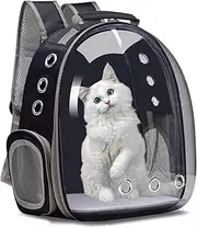 Cat Backpack Carriers Bag, Dog Backpack, Pet Bubble Backpack for Small Cats Puppies Dogs Bunny, Airline-Approved Ventilate Transparent Capsule Backpack for Travel, Hiking and Outdoor Use (Black)