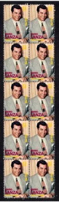 Mario Lanza Icon Of Opera Strip Of 10 Mint Stamps 2