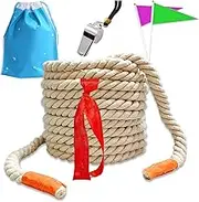 25Ft Tug of War Rope Natural Cotton Tug of War Rope for Kids and Adults Thick Twisted Rope for Indoor Outdoor Rope Games for Team Building Activities, Family Reunion, Summer Campe