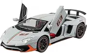 Die-cast Alloy 1:22 for Lamborghini LP780 Supercar Model 3 Doors Opened Sound Light Pull Back Simulated Mini Racing Vehicle Miniature Vehicle(Gray)