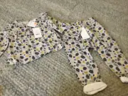 PUMPKIN PATCH smock top matching pants light grey with print size 2