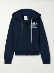 [adidas Originals] adidas Originals - + Wales Bonner Hooded Recycled-jersey Track Jacket - Navy - medium medium Blue