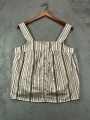 NWT Old Navy Tops Womens Medium Boho Beige Pink Striped Sleeveless Button Front