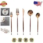 30-Piece Mirror Polished Rose Gold Silverware Set - Ideal for Parties & Weddings
