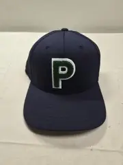 Puma Golf Chenille P Snapback Golf Hat Cap Navy Vine Green New 110 Flexfit