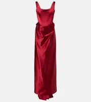 [Vivienne Westwood] Vivienne Westwood Camille draped crêpe satin bustier gown AU 14 red