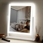 (41cm , White) - Lighted Makeup Mirror Hollywood Mirror Vanity Makeup mirror with Light Smart Touch Control 3Colors Dimable Light 360Crotation (41cm , white)