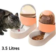Automatic Dog Cat Feeder Food and Water Dispenser Set with Pet Food Bowl Self Feeding Station for Dogs Cats(3.5L-Orange)