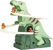 Dinosaur Race Track - Fun Track Slide Roller Coaster Toys with Music - Freestanding Slides for Boys Girls Racing Chasing