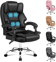 ALFORDSON Ergonomic Office Chair with Massage, 150° Recline and 360° Swivel, Gaming Executive Computer Racer Chair Adjustable Height,PU Leather Home Office Chair with High Backest Support (Black)