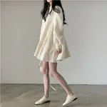 42054 春季韓版CHIC氣質純色長袖洋裝連衣裙襯衫裙