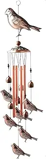 EZONEDEAL Bird Wind Chimes for Outside- 4 Hollow Aluminum Tubes - Wind Bells and Birds - Wind Chime with Hook Hanging Decor for Indoor and Windchimes Outdoors Home Patio Garden Backyard Decoration