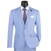 VINCI Men's Light Blue Stretch 2-Button Skinny-Fit Suit - NEW