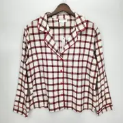 New Topshop Womens Plaid Flannel Pajama Top Button Front Shirt Size Small