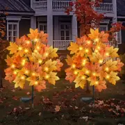2 Pack Solar Led Garden Outdoor Pathway Yard Decor Lights Fall 40 Maple Leaves