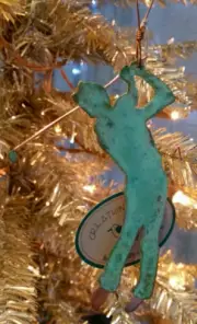 GOLFER Golfing Copper Verdigris Christmas Ornament Handcrafted