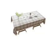 Lattice Cotton and Linen Tablecloth Wrinkle Prevention Mildew Proof Tablecloth - BLACK