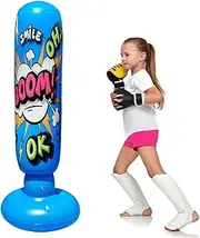 Punch Bag Inflatable Punching Bags for Kids Teens Freestanding Boxing Bag, Free Standing Punch Bag for Practicing Karate Boxing Bags