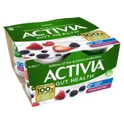 Activia Danone Probiotic Yoghurt No Added Sugar Berries 125g x 4 pack