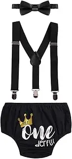 [IBTOM CASTLE] Baby Boys1st 2nd Birthday Cake Smash Photo Prop Outfits Wild ONE Bloomers Bow Tie Suspender Party Wedding Clothes Set