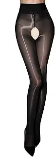[YSGUYILT] Women's Super Sexy Tights Shiny Sheer Pantyhose Control Top Stocking 8D Gloss Pantyhose Crotch with zipper