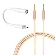 Portable Type C to 3.5mm Audio Jack Cable with DAC Chip + Aux Cable for HTC U11+