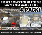 4 Bucket Conversion Kits for the Sawyer Mini Water Filter SHTF & Preparedness