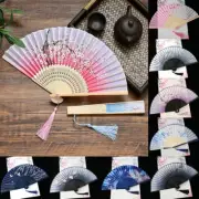 Tassels Folding Bamboo Hand Held Fan Vintage Fancy Dress Handheld Dance Fan Gift