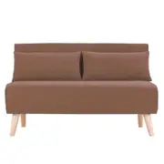 Sarantino 2 Seater Brown Linen Adjustable Corner Sofa Bed