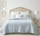 Laura Ashley Cotton Coverlet Set DOUBLE/QUEEN Bed Bedspread Felicity Blue