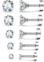[JewelrieShop] Assorted Sizes Wholesale Lot Stainless Steel Cubic Zirconia Barbell Cartilage Tragus Helix Stud Earring