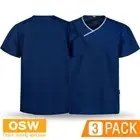 3 X Reversible Unisex Side splits V-Neck Short Sleeve Scrub Top M88010