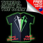 Funny Novelty T-Shirt GLOW IN THE DARK TUXEDO T SHIRT tux dinner suit party tee