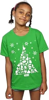 [Absolute Cult] Star Wars Girls Christmas Tree T-Shirt Irish Green 7-8 Years