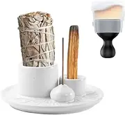 Incense Burner Holder, 3 in 1 Palo Santo Holder, Incense Candle Holder Sticks Sage Smudge Bowl Ceramic Ash Catcher Tray for Meditation Gifts Yoga Room(White)