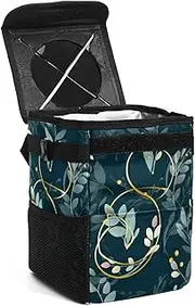 Car Trash Can with Lid,Bag Hanging Storage Pockets Leak-Proof,Portable Garbage Bin,Wedding Light Leaves Rings