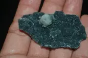coated calcite on black chalcedony mineral specimen india #452