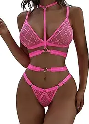 [Avidlove] Women Sexy Lingerie Bra and Panty Sets Fishnet Sheer Mesh Lingerie Matching Bralette Sets