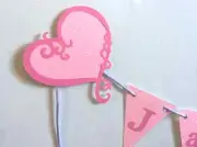 Light pink sparkly glitter bunting, personalised room decor, flags