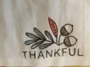 Handsome Ivory 100% Cotton"Thankful" Embroidered Napkin/Tray Cover 20"×20" New
