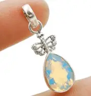 5CT Natural Fire Opalite 925 Sterling Silver Pendant Jewelry 1 1/4" Long @B15-8