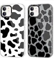 RUMDEY 2 Pack Cute Pattern for iPhone 7/8/SE 2020/SE 2022 4.7" Phone Case, Cow Print Aesthetic Design Clear Soft Silicone Slim TPU Shockproof Protective Fundas for Women Girls,Black&White