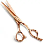Professional Hair Cutting Scissors with Luxury 18K Rose Gold Finish 6.5" Barb...
