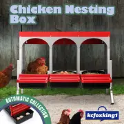 Chicken Nesting Box Roll Away Hen Laying Nest Boxes Chook Coop Egg Perch 3 Hole